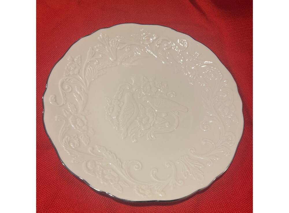 Anniversary Plate 12.5” Lenox Wedding Promises Embossed Lovebirds USA